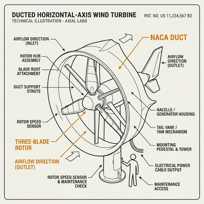 Five underwater turbine architectures cutaway