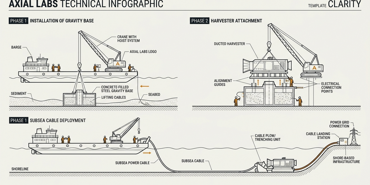 Barge-lowered gravity base installation sequence.