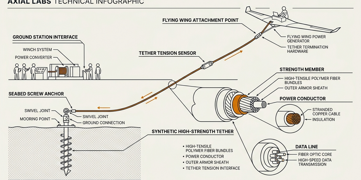 Kite tether topology with integrated power and data.