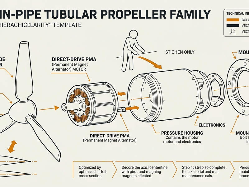 AXL-T in-pipe tubular propeller cross-section, patent-style